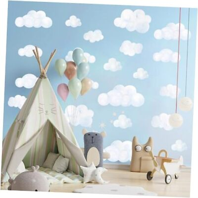#ad 9 Sheet Cloud Wall Decal Stickers White Sky Mural Sticker Peel and Stick $21.55