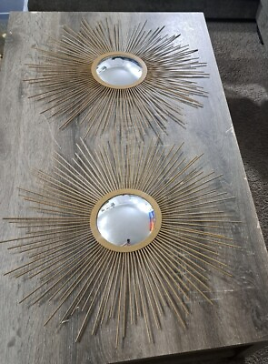 #ad Gold Sunburst Wall Mirror 23quot; Lot of 2 Target Brand Nice Condition SMOKE FREE $53.99
