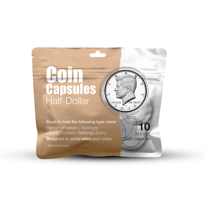 #ad Half Dollar Coin Capsules 10 ct. $6.99