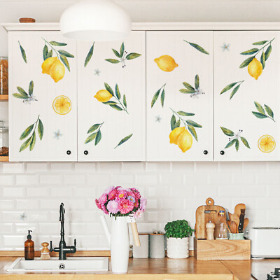 #ad Lemon Fruit Wall Sticker for Kitchen Bathroom Living Room Decor 2 Sheets $8.38