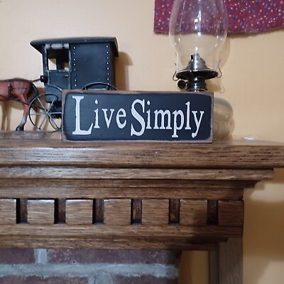 #ad Live Simply Rustic Primitive Country Farmhouse wood shelf sitter sign home décor $4.95