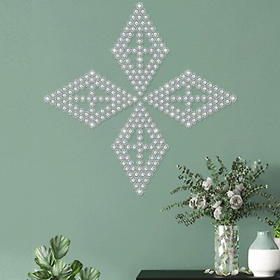 #ad 4Pack Silver Crystal Wall Art Metal Wall Sculpture Decor for Living Dining Ro... $28.04