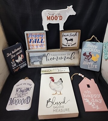 #ad Wooden Home Decor Country Kitchen Small Signs Art Craft Lot of 10 $20.35
