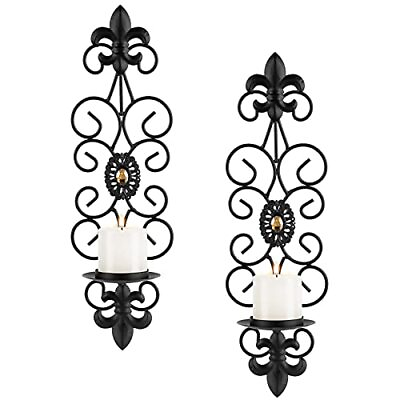 #ad Candle Sconces Wall Decor Black Candle Holder for Pillar Rustic Decorative ... $34.54