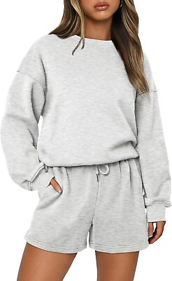 #ad AUTOMET Womens Two Piece Outfits 2 Piece Lounge Matching Sets Fleece Sweatsuit S $61.19