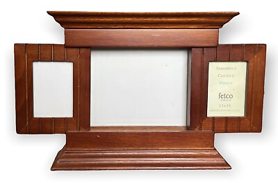 #ad #ad FETCO 3 Photo Expandable Frame 5” x 7” amp; 2.5” x 3.5” Portrait 9.75” x 8.5” Wood $22.45