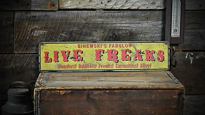 #ad Custom Carnival Freak Show Sign Rustic Hand Made Vintage Wooden $170.10