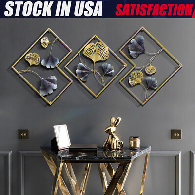 #ad 3Pcs Metal GoldBlue Wall Art Hanging Sculpture Home Art Decor 3D 164 x 70.5cm $48.87