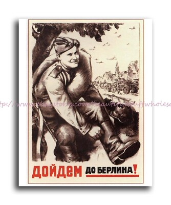 #ad 1944 Let#x27;s get to Berlin Soviet Union WW2 war poster 8x10quot;print wall lounge room $8.96