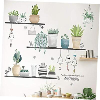 #ad #ad Green Pot Plants Leaves Wall Decals Wall Stickers for Bedroom Leaf Plants a $11.65