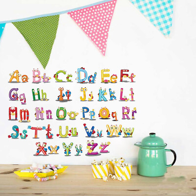 #ad Removable Cartoon Alphabet Letters Wall Stickers Self adhesive Wall Decals for $13.16