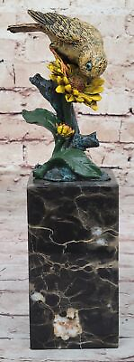 #ad Art Deco Hot Cast Multi Color Patina Love Bird Bronze Sculpture Marble Statue NR $109.50