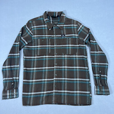 #ad Vans Off The Wall Brown Check Plaid Flannel Button Up Shirt Small long sleeve $8.00