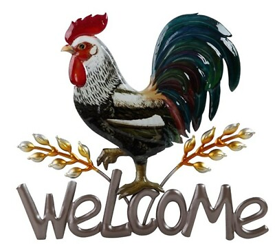 #ad 12 1 4quot; wide Rooster Welcome Wall Plaque Decor $37.65