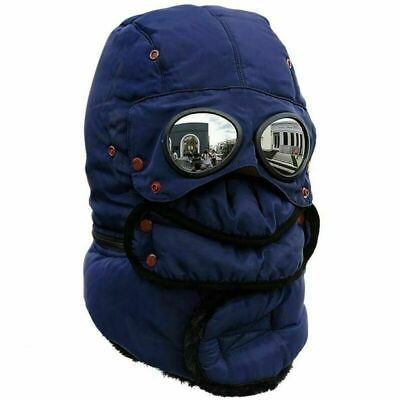 Winter Thermal Trapper Hat with Glasses Winter Cycling Windproof Ski Mask Cap $15.59