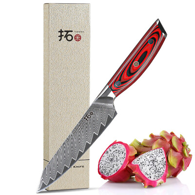 #ad TURWHO 5inch Utility Knife Japanese VG10 Damascus Steel Knife Chef Kitchen Knife $34.87