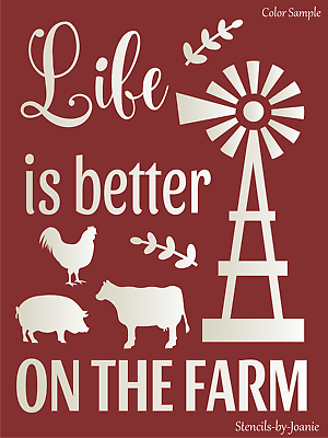 Stencil Life Better Farm Windmill Cow Country Western Rustic DIY Farmhouse Signs $14.95