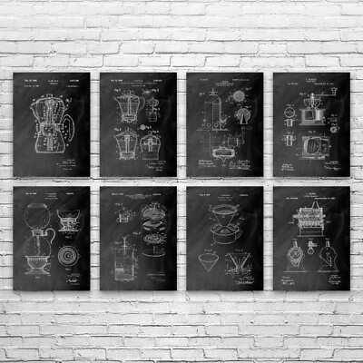 #ad Coffee Patent Prints Set of 8 Cafe Wall Art Barista Gift Kitchen Decor $139.95