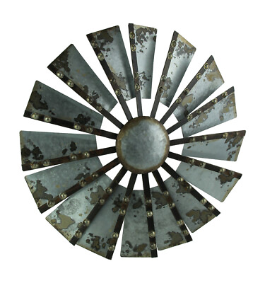 #ad #ad Scratch amp; Dent Antiqued Galvanized Metal Windmill Wall Hanging 21 Inch Diameter $33.78