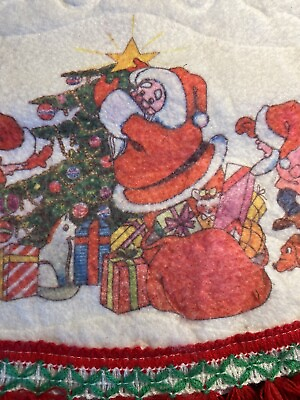 #ad Vintage Tree Skirt Holiday Decoration Round Felt Christmas Santa Gifts $59.95