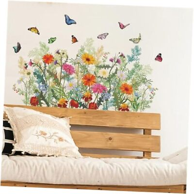 #ad Green Plant Floral Butterfly Wall Decals Flower Wall Stickers for Girls Style2 $15.32