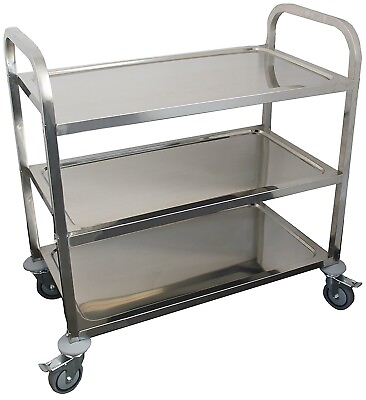 #ad Commercial Stainless Steel 30quot;x16quot; 3 Shelf Utility Kitchen Metal Cart on Wheels $119.50