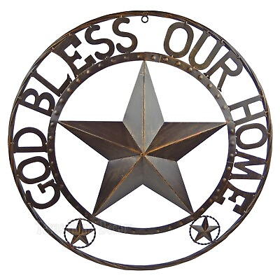 #ad #ad 24quot; God Bless Our Home Metal Barn Star Rustic Brown Texas Rope Ring Wall Decor $39.95
