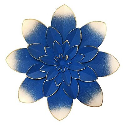 #ad Dark Blue Metal Flower Wall Art Decor 9.5“ Rustic Modern Floral 01 Dark Blue $31.44