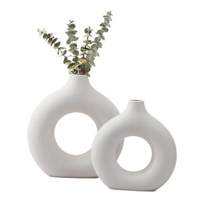 #ad Ceramic Vase for Modern Home Decor White Donut Vases for Minimalist smallbig $26.56