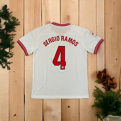 #ad Sevilla Sergio Ramos SR4 23 24 Soccer Jersey Home White #4 Regular Men Size L $42.00