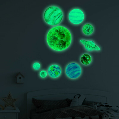 Glow In The Dark Round Planets Star PVC Stickers Kids Ceiling Wall Bedroom BR $11.89