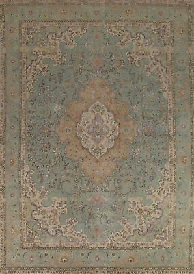 #ad Handmade Green Over Dyed Floral Tebriz Living Room Rug 10x13 Wool Carpet $1266.00