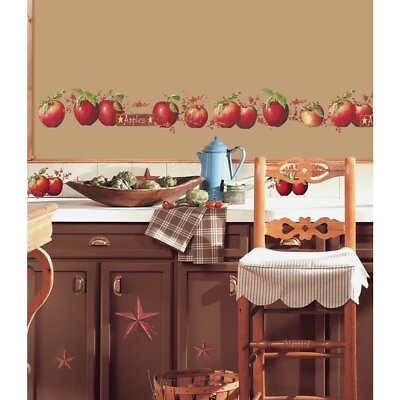 #ad New COUNTRY APPLES Stars amp; Berries 40  WALL DECALS Border Stickers Kitchen Decor $17.99