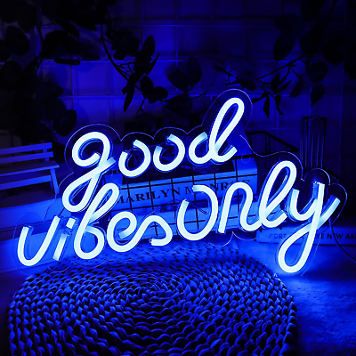 #ad Good Vibes Neon Sign LED Wall Decor For Bedroom amp; Party Art Decor USB Powered $29.99