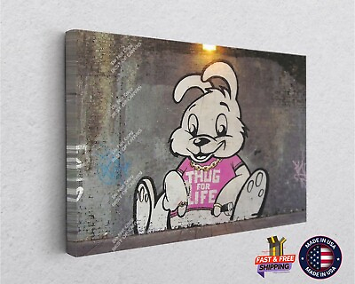 #ad Thug for Life Bunny Street Graffiti Wall Canvas Décor Art Print Room Paints $188.43