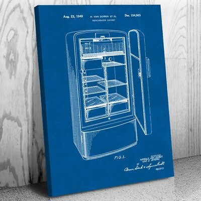 #ad Refrigerator Patent Canvas Print Culinary Gifts Kitchen Decor Chef Gift Cafe Art $84.95