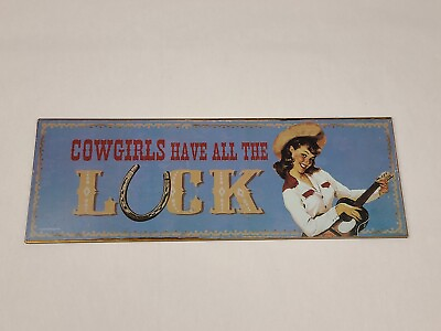 #ad Cowgirls Have All The Luck Metal Decorative Sign Rustic Country Home Wall Decor $11.99