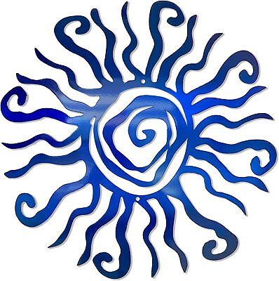 #ad Sun Metal Wall Art Outdoor Decorations 30 Inches Rust Proof Wall Sculpture Blue $189.99
