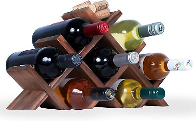 #ad #ad Rustic State Alella Countertop Wood Wine Rack for 8 Bottles Small Walnut $57.90