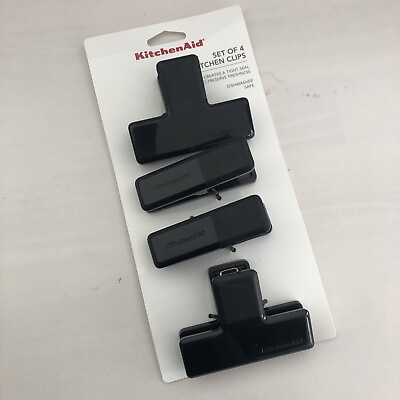 #ad New KitchenAid Black Set of 4 Magnetic Strong Kitchen Chip Clips $26.40