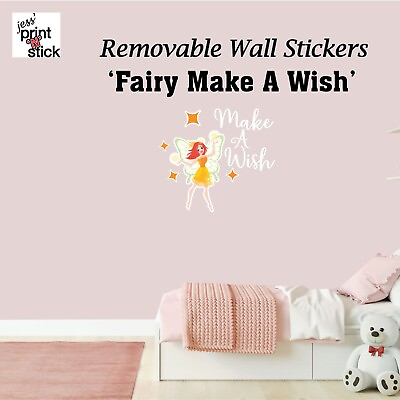 #ad Removable Wall Stickers Baby Kids Girls Bedroom Fairy Make A Wish Orange Fairy AU $44.20