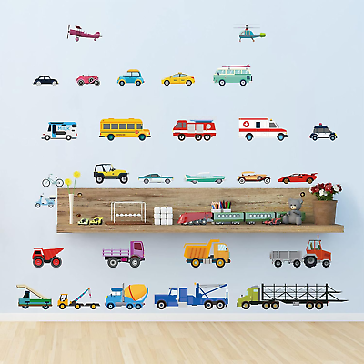 #ad #ad Cars Wall Stickers Transports Kids Room Wall Decor Peel and Stick Wall Decals fo $21.78