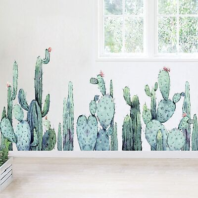 #ad Cactus Wall Decals Green Plant Cacti Stickers for Mirror Wall Decor Removab... $20.61