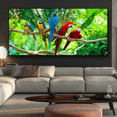 #ad Colourful Parrots Bird on Branches Canvas Painting Poster Canvas Wall Art Prints $13.15