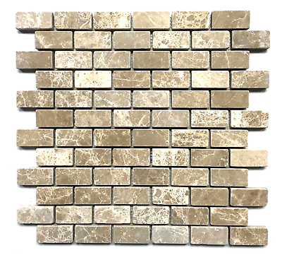 Emperador Light 1quot;x2quot; Tumbled Marble Mosaic Tile Wall Backsplash Floor Kitchen $13.99