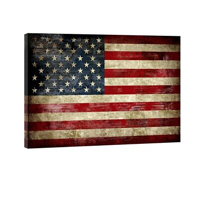 #ad Large Old Vintage American Flag Canvas Prints Wall Art Pictures Paintings for Li $66.04