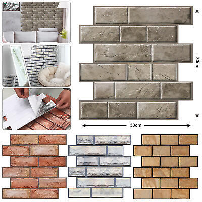 #ad #ad 3D Self Adhesive Tile Stone Brick Wall Sticker Soft Foam Panels Home Wall Decor $8.59