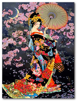 #ad Woman Geisha Umbrella 5D DIY Art Diamond Painting Kit Embroidery Gems Picture $59.53