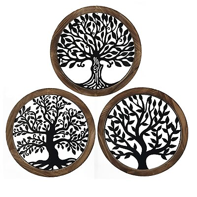 #ad Tree of Life Wooden Wall Art Decor Wall Sculpture Hollowed Out Metal Tree Wal... $41.39