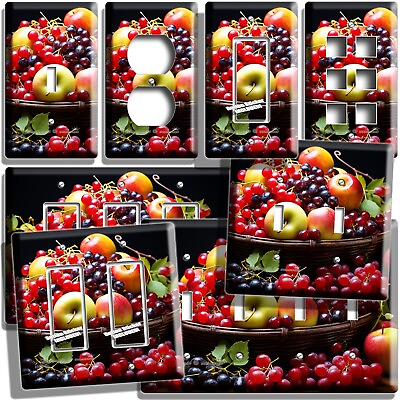 #ad APPLES GRAPES BASKET STILL LIFE LIGHT SWITCH OUTLET WALL PLATE KITCHEN ART DECOR $10.79